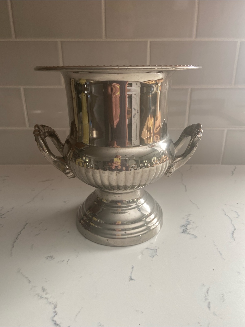 Vintage Silverplate Champagne Wine Cooler Urn Pedestal